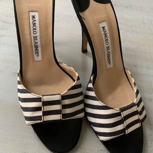 Manolo Blahnik black and white sandals